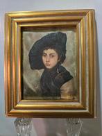 Antiek silk portret, Ophalen of Verzenden