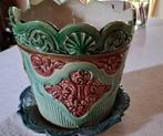 Gave barbotine  jardinière met onderzet    1920, Antiek en Kunst, Verzenden
