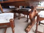 Klassieke houten kloostertafel met stoelen, Antiek en Kunst, Ophalen