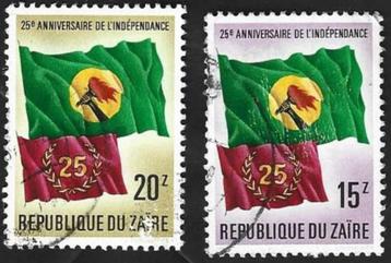 2 Postzegels 25 jaar onafhankelijkheid Zaïre beschikbaar voor biedingen