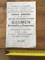 Oud document Oostvleteren 1921 verkoop bomen, Antiek en Kunst, Antiek | Boeken en Manuscripten, Ophalen of Verzenden