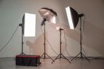 Flitsset compleet 4 flitsers Jinbei 400 en 300W/s in koffer, Audio, Tv en Foto, Ophalen of Verzenden, Zo goed als nieuw, Lamp of Flitsset