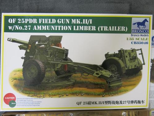 1/35 25Pder Field gun with trailer (Bronco), Hobby en Vrije tijd, Modelbouw | Auto's en Voertuigen, Nieuw, Overige typen, 1:32 tot 1:50