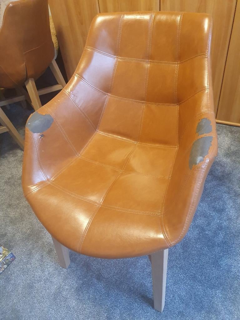 6 eetkamerstoelen  - kleur camel, Gebruikt, Bruin, Vijf, Zes of meer stoelen, Ophalen