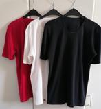 3 effen T-shirt met korte mouwen, wit, rood en zwart, L - XL, Ophalen of Verzenden, Zo goed als nieuw, Rood