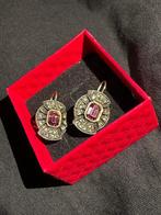 Boucle d oreilles 18k diamant et rubin, Ophalen of Verzenden, Goud