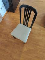 Twee stoelen in zwarte lak met stoffen zitting, Huis en Inrichting, Stoelen, Ophalen, Gebruikt, Zwart, Twee