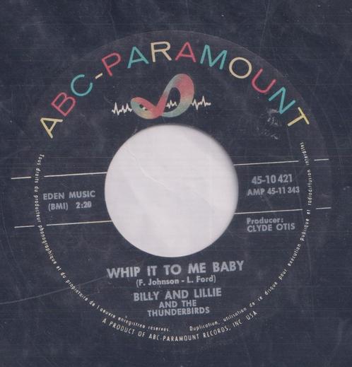 Billy and Lillie and the Thunderbirds – Whip it to me baby /, Cd's en Dvd's, Vinyl Singles, Gebruikt, Single, Pop, 7 inch, Ophalen of Verzenden