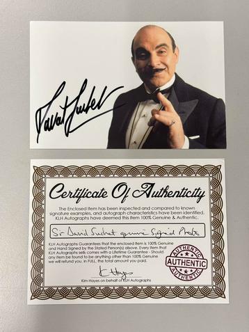 Sir David Suchet SIGNED foto Hercule Poirot + Certificaat