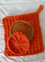 Lot Manique et 2 tawashis, crochet, confection artisanale, Huis en Inrichting, Keuken | Textiel, Nieuw, Oranje, Overige typen