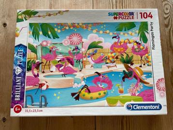Puzzel Flamingo's (104 stukken), Enlèvement ou Envoi, Plus de 50 pièces, Utilisé