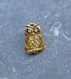 Pin's Hibou métal doré avec strass 22x14mm, Enlèvement ou Envoi, Or, Moins de 4 cm, Comme neuf