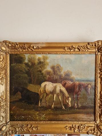 Schilderij van XIX-paarden in de pre-HST-vergulde lijst- beschikbaar voor biedingen