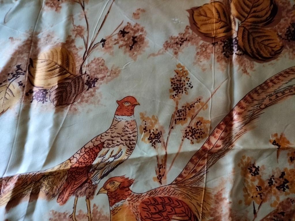 sjaal nylon oranje wit pauw vogel fazant, Ophalen of Verzenden, Zo goed als nieuw