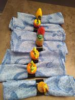 servetringen fruit met blauwe stoffen servetten, Ophalen of Verzenden
