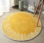 Zacht katoen tapijt rond vloerkleed antislip geel zon 120cm, Nieuw, 100 tot 150 cm, 100 tot 150 cm, Rond