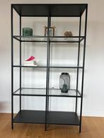 Stellingkast ikea VITTJSÖ 100x175 zwart/glas, Ophalen, Gebruikt