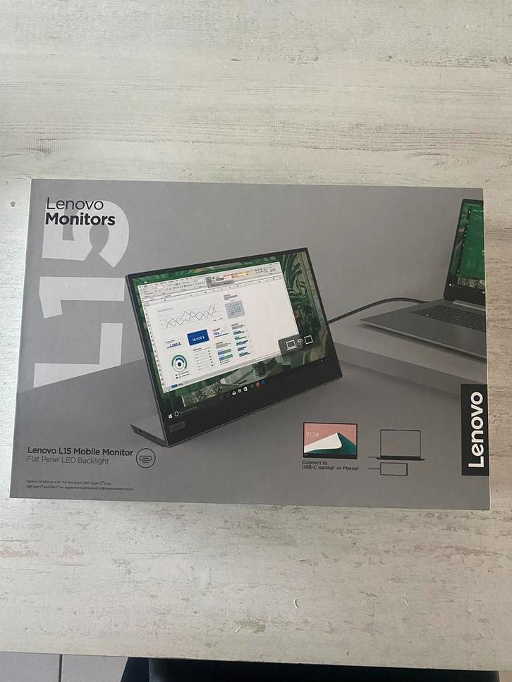 Lenovo L15 mobiele monitor, Computers en Software, Monitoren, Zo goed als nieuw, USB-C, HD, Ophalen