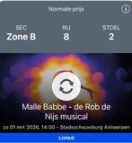 2 tickets musical Malle Babbe, Tickets en Kaartjes