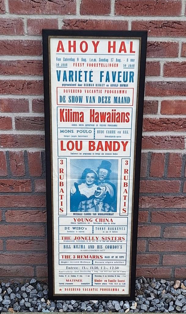 Vintage circus poster, origineel uit ca.1955-1965🤡, Collections, Posters & Affiches, Utilisé, Autres sujets/thèmes, A1 jusqu'à A3