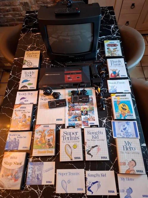 Sega Master System-console + tv + 11 games + pistool enz..., Games en Spelcomputers, Games | Sega, Zo goed als nieuw, Master System