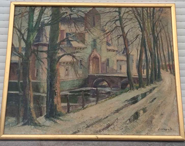 Huile sur toile signe leopold Lecomte, Antiquités & Art, Art | Peinture | Classique, Enlèvement