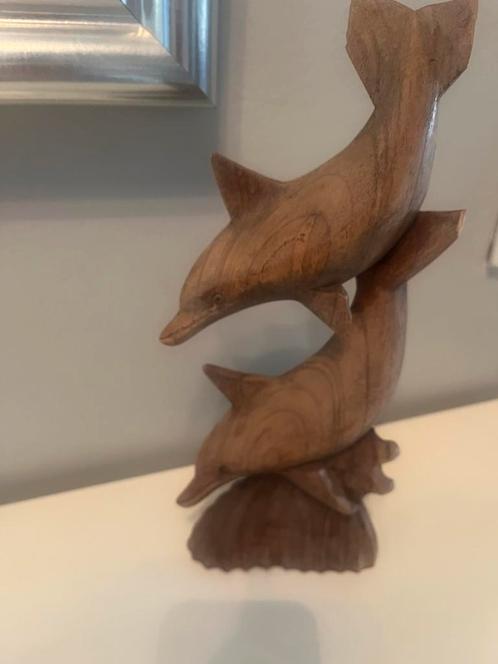 Sculpture en bois dauphin amoureux,  , sculptée à la main,, Antiek en Kunst, Kunst | Beelden en Houtsnijwerken, Ophalen of Verzenden