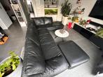 Canapé d'angle en cuir noir, Maison & Meubles, Canapés | Sofas & Chaises Longues, 150 cm ou plus, Modern, Enlèvement, Utilisé