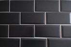 Wandtegels mat zwart 10 x 20 ongeveer 6m² met zwarte invoegm, Doe-het-zelf en Bouw, Tegels, Ophalen, Wandtegels