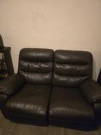 Ensemble canapé + fauteuil cuir marron, Enlèvement, Cuir