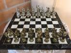 Prachtig schaakspel met zware metalen schaakfiguren., Enlèvement ou Envoi