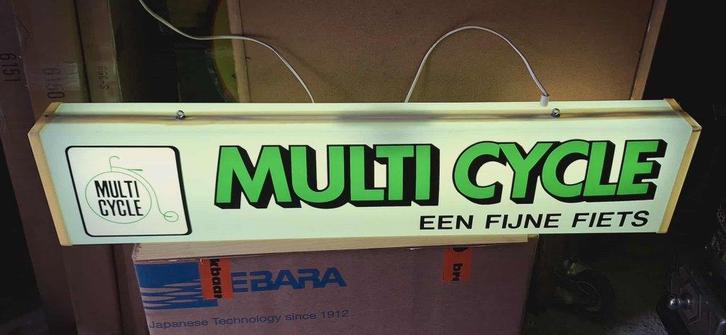 Vintage Multi Cycle lichtbak, lichtreclame, reclamebord🚲, Verzamelen, Merken en Reclamevoorwerpen, Gebruikt, Lichtbak of (neon) lamp
