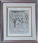 PAUL DELVAUX / LES OEILLETS / ZW-W ETS / 83x74cm / KADER SIG, Antiek en Kunst, Kunst | Litho's en Zeefdrukken, Ophalen