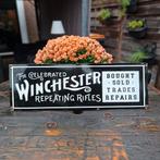 Winchester repeating rifles emaille reclamebord, Ophalen of Verzenden, Zo goed als nieuw, Reclamebord