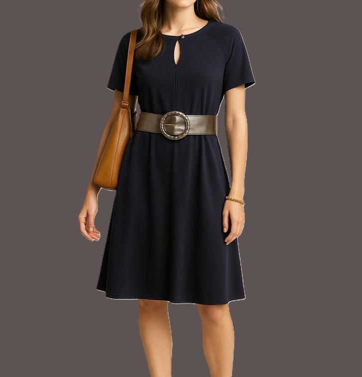 jurk van Marc Cain maat 38/40, Kleding | Dames, Jurken, Gedragen, Maat 38/40 (M), Blauw, Knielengte, Ophalen of Verzenden