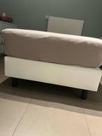 Boxspring 1 persoon wit leder met topper nieuwstaat!, Huis en Inrichting, Slaapkamer | Boxsprings, Ophalen, Zo goed als nieuw