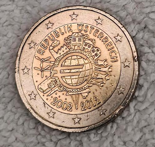 2 euro herdenkingsmunt 10 jaar euro 2012 oostenrijk, Postzegels en Munten, Munten | Europa | Euromunten, Losse munt, 2 euro, Ophalen of Verzenden