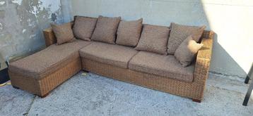 Divan en osier/rotin avec méridienne, 200 à 250 cm, Enlèvement, Utilisé, Trois personnes