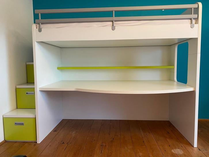 Bed/Bureau, Huis en Inrichting, Slaapkamer | Stapelbedden en Hoogslapers, Zo goed als nieuw, Hoogslaper, Overige maten, 200 cm