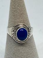 Zilveren ring met lapis lazuli maat 14, Bijoux, Sacs & Beauté, Bagues, Avec pierre précieuse, Or, Bleu, Femme