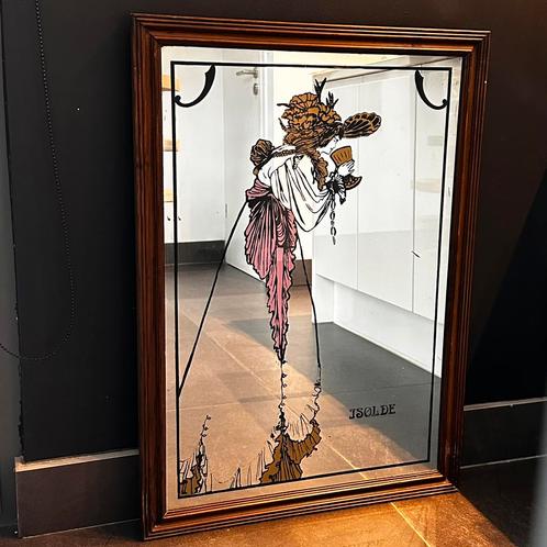 Antieke spiegel - vintage muur decoratie - H 90 cm x B 64cm, Antiek en Kunst, Antiek | Spiegels, Ophalen of Verzenden
