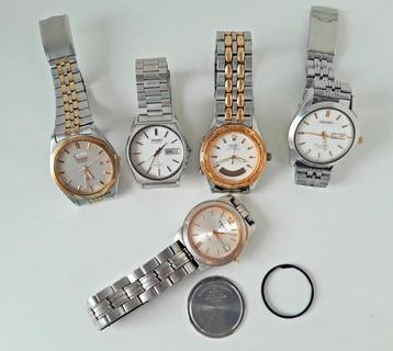 Set van 5 vintage Seiko Tissot-horloges, voor onderdelen, te beschikbaar voor biedingen