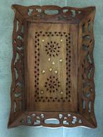 Wooden tray with golden decorations, Enlèvement, Utilisé, Rectangulaire, Bois