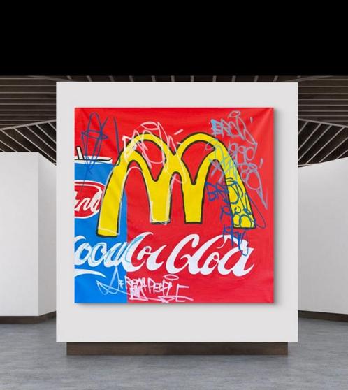 Mcdo/coca cola kunstwerk Freda Poeple, Antiek en Kunst, Kunst | Schilderijen | Abstract, Ophalen