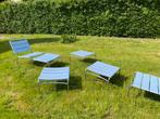 Set van acht tuinstoelen en voetbanken., Ophalen, Zo goed als nieuw, Metaal