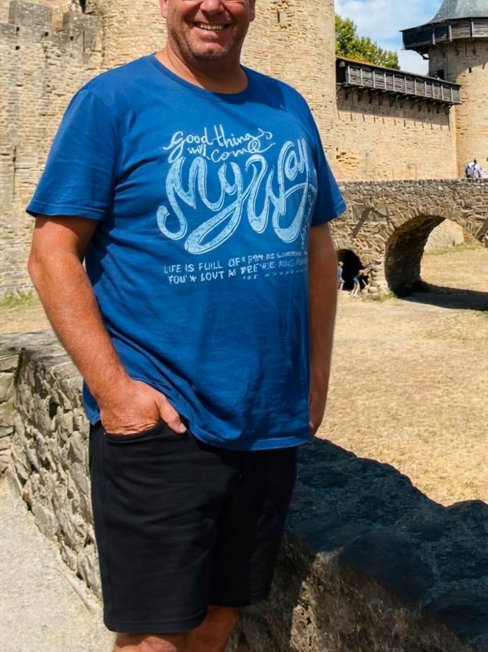 Blauwe t shirt van desigual, Kleding | Heren, T-shirts, Zo goed als nieuw, Maat 56/58 (XL), Blauw, Ophalen of Verzenden