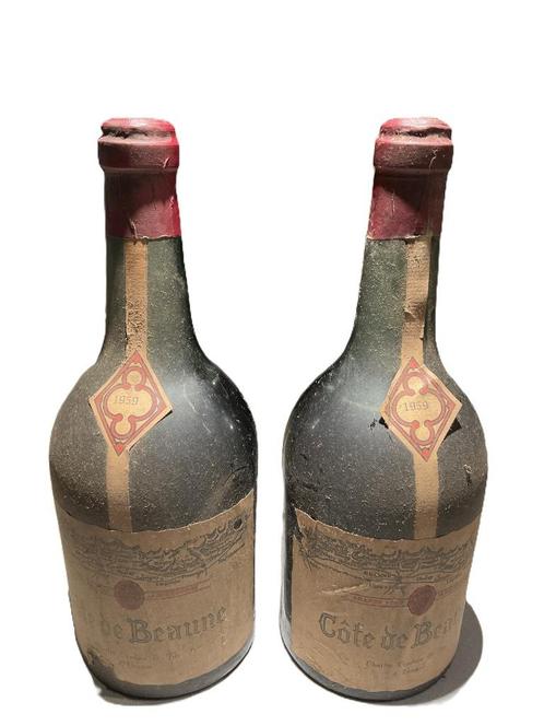 2x Cote de Beaune (1959), Verzamelen, Wijnen, Zo goed als nieuw, Rode wijn, Frankrijk, Vol, Ophalen of Verzenden