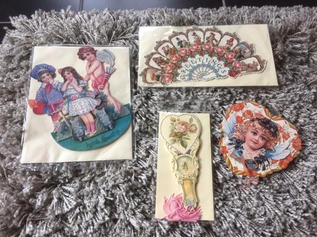 4 vintage kerstkaarten, nieuwjaarskaarten, Diversen, Wenskaarten, Zo goed als nieuw, Ophalen of Verzenden