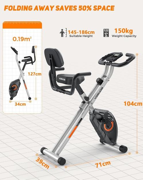 YOSUDA 3-in-1 hometrainer, Sport en Fitness, Fitnessapparatuur, Zo goed als nieuw, Hometrainer, Benen, Buik, Metaal, Ophalen