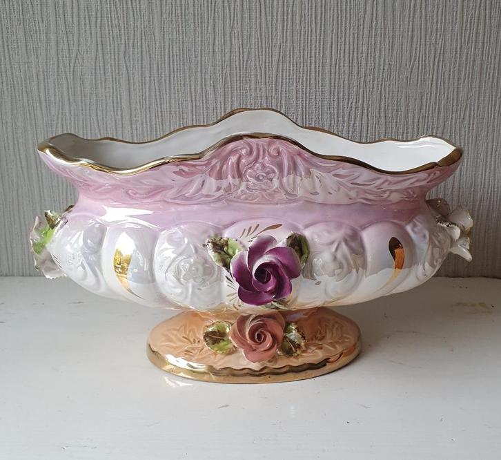 Elegante Bequet Quaregnon stijl jardinière  gouden afwerking, Antiek en Kunst, Antiek | Keramiek en Aardewerk, Ophalen of Verzenden
